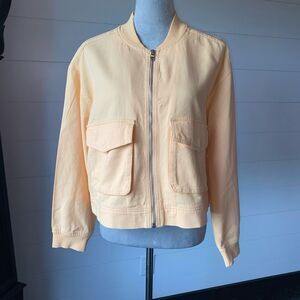 NICOLE MILLER 100% Cotton Bomber Peach Colored Jacket Women's Size Large